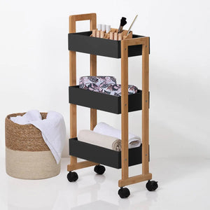 Bibliotecă 5five Natureo pe roți, neagră