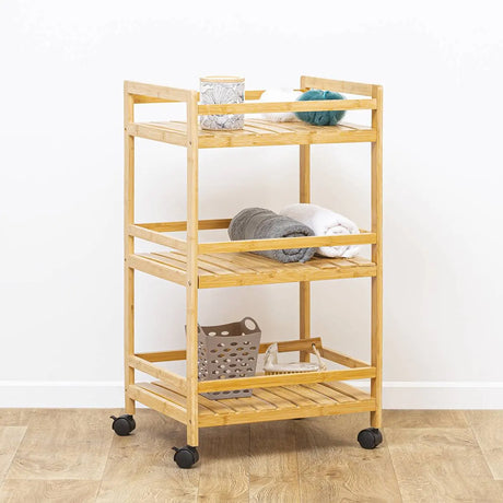 Cărucior de bucătărie 5five Linha, Mediu, Bambus, 3 niveluri