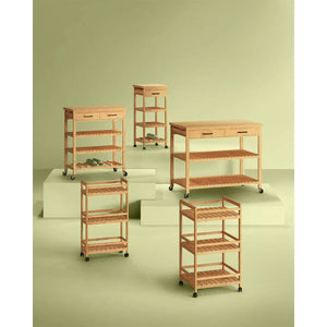 Cărucior de bucătărie 5five Linha, Mediu, Bambus, 3 niveluri