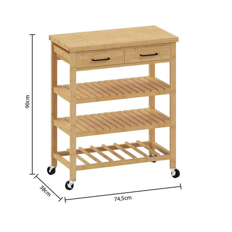 Cărucior de bucătărie 5five Linha, Mare, Bambus