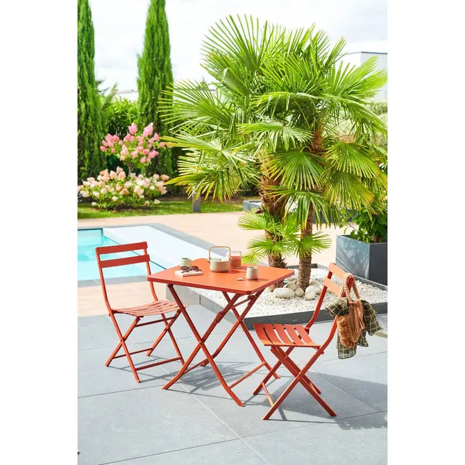 Masă pătrată de grădină Hesperide Greensboro, portocalie