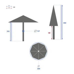 Прав чадър Hesperide Tinaei, Бамбуков прът, Olefin, Таупе, 3 m