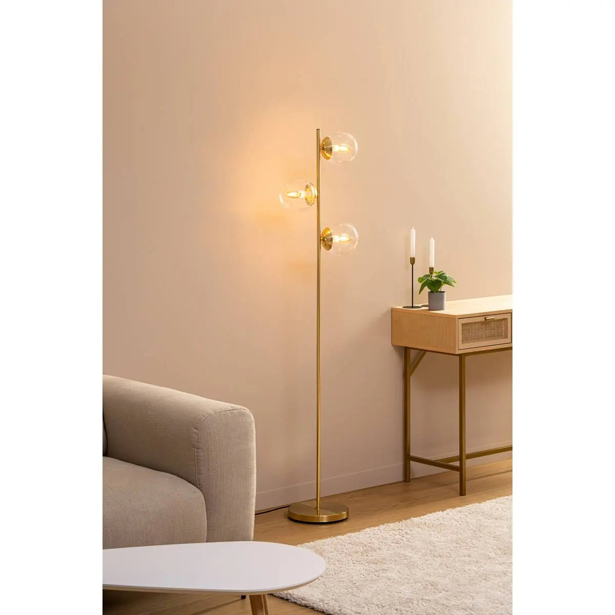 Atmosfera de lampion Le Collectionneur, Metal si Sticla, Auriu, 162 cm