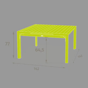 Masă de grădină pătrată Hesperide Evasion, ivory, 10 locuri