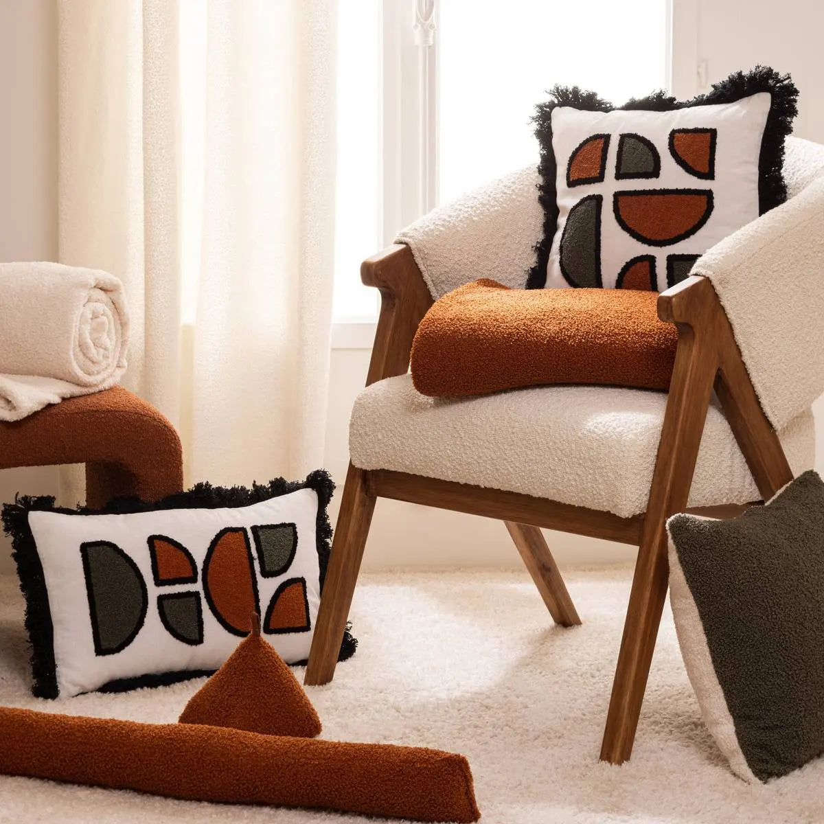 Atmosfera de perdea din imitatie de piele Jaiko, 140x260 cm, Bouclé