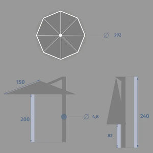 Градински чадър със странична стойка Hesperide Manoa, Пшеница, 3 m