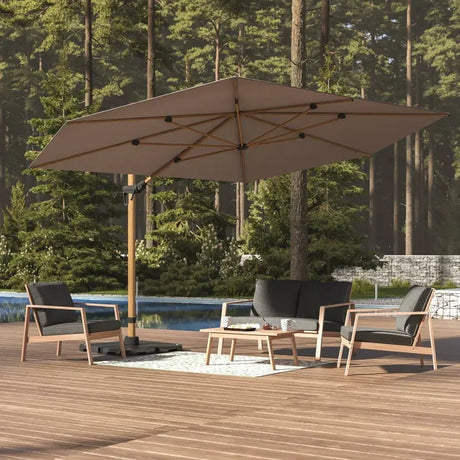 Градински чадър със странична стойка Hesperide Tikeo, Накланящ се, Цвят Платина, 4.2x3 m