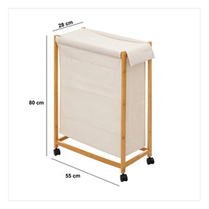 Coș de rufe 5five Bambou, pe roți, 52 l