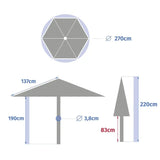 Umbrelă dreaptă înclinabilă Hesperide Soya, 2,7 m