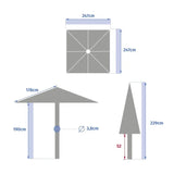 Umbrelă dreaptă înclinabilă Hesperide Soya, 2,5x2,5 m