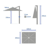 Umbrelă de grădină cu suport lateral Hesperide Equador, anodizat, 4x3 m