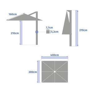 Градински чадър със странична стойка Hesperide Equador, Анодизиран сиво/Шисти, 4x3 m