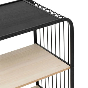 Raft 5five, metal și lemn negru, 3 niveluri, pe roți
