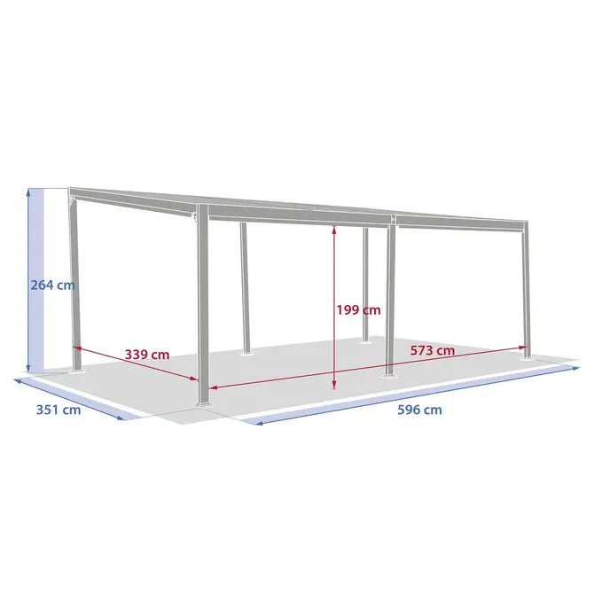 Ламелна пергола Hesperide Avila, Алуминий, Графит, 6x3.5 m