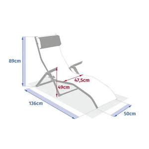 Сгъваем шезлонг Hesperide Decima, Алуминий, Глина/Лен