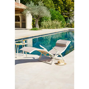 Сгъваем шезлонг Hesperide Decima, Алуминий, Глина/Лен