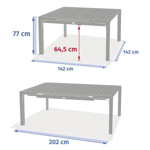 Masă pătrată de grădină Hesperide Evasion, Grafit, 10 locuri
