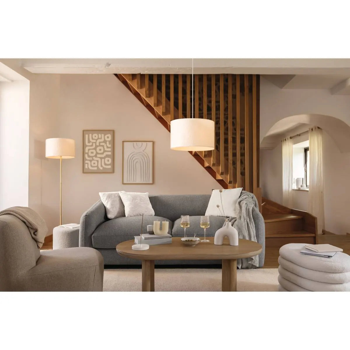 Lampă Atmosphere Tina, Textil, Alb, 150 cm