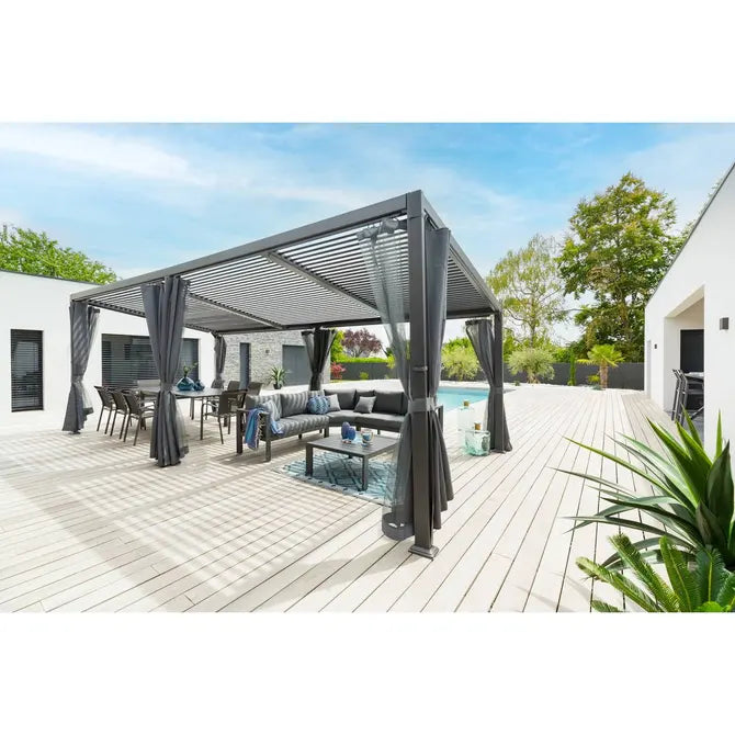 Комплект завеси за пергола Hesperide Avila, Цвят Шисти, 6 броя
