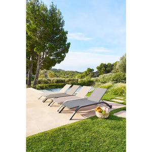 Шезлонг с колелца Hesperide Jimani, Алуминий, 77 cm, Звезден анасон/Глина