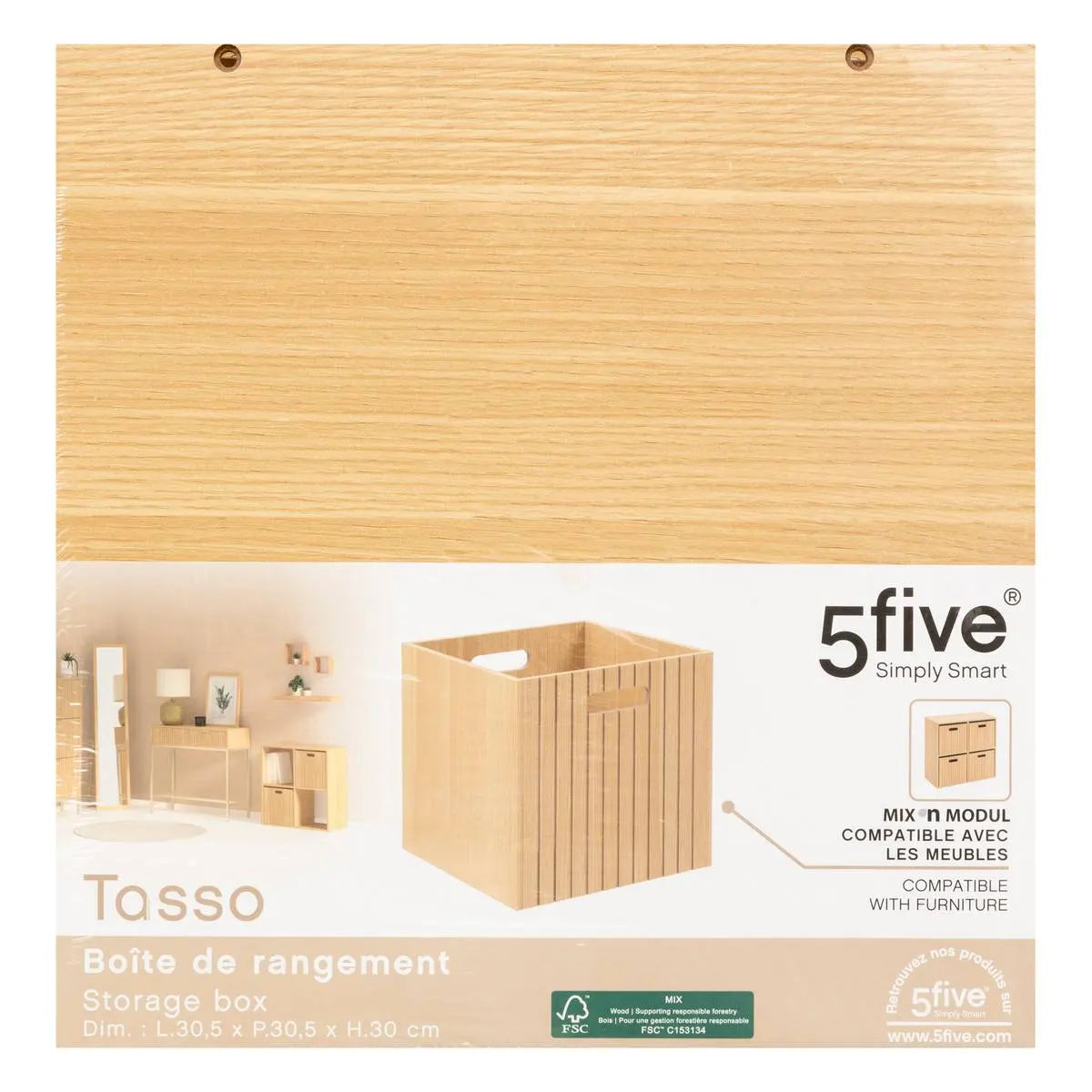 Coș de depozitare 5five Mix &amp; Modul Tasso, Lemn, 31x31 cm