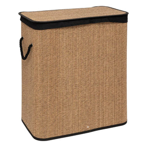 Coș de rufe 5five, dreptunghiular, bambus și material textil negru, 100 l