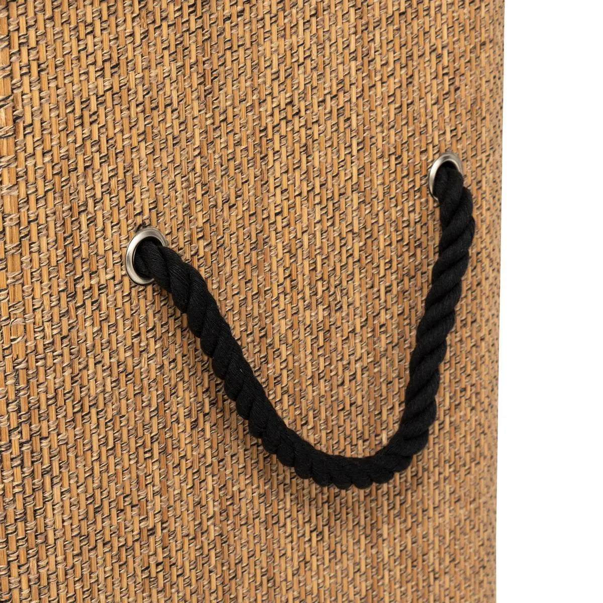 Coș de rufe 5five, dreptunghiular, bambus și material textil negru, 100 l