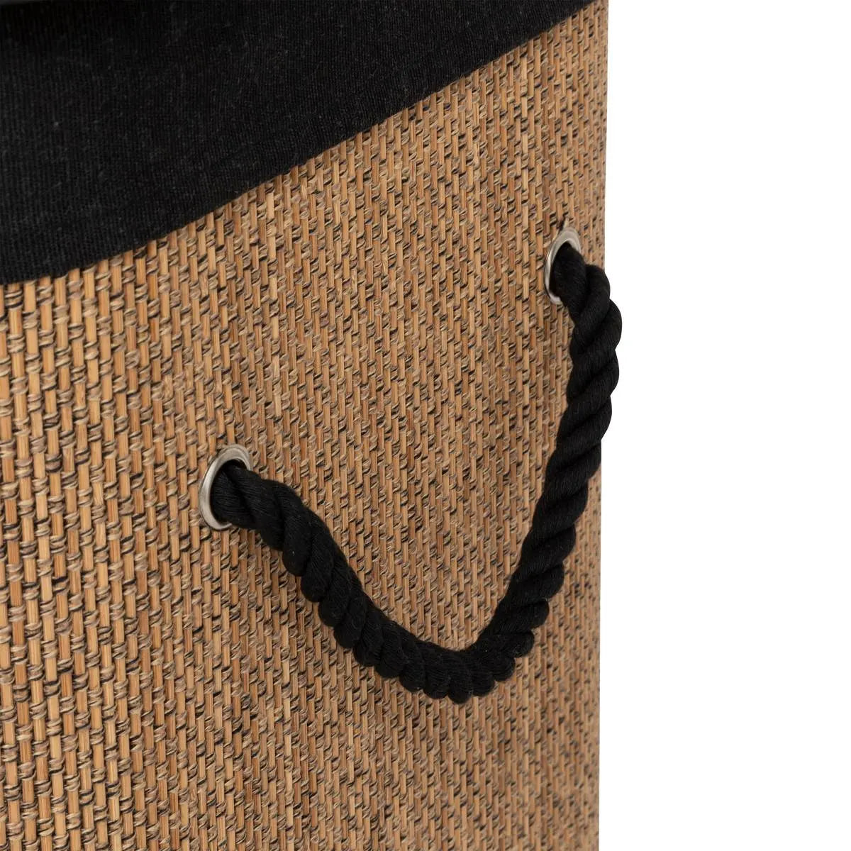 Coș de rufe 5five, dreptunghiular, bambus și material textil negru, 60 l