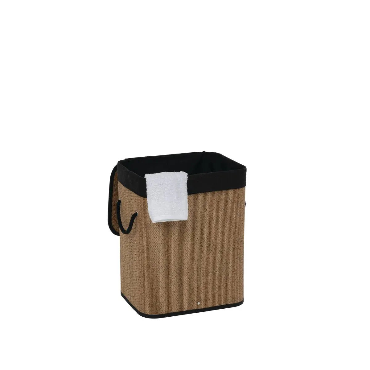 Coș de rufe 5five, dreptunghiular, bambus și material textil negru, 60 l