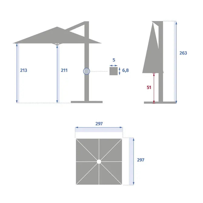 Градински чадър със странична стойка Hesperide Cayo, Пшеница, 3x3 m