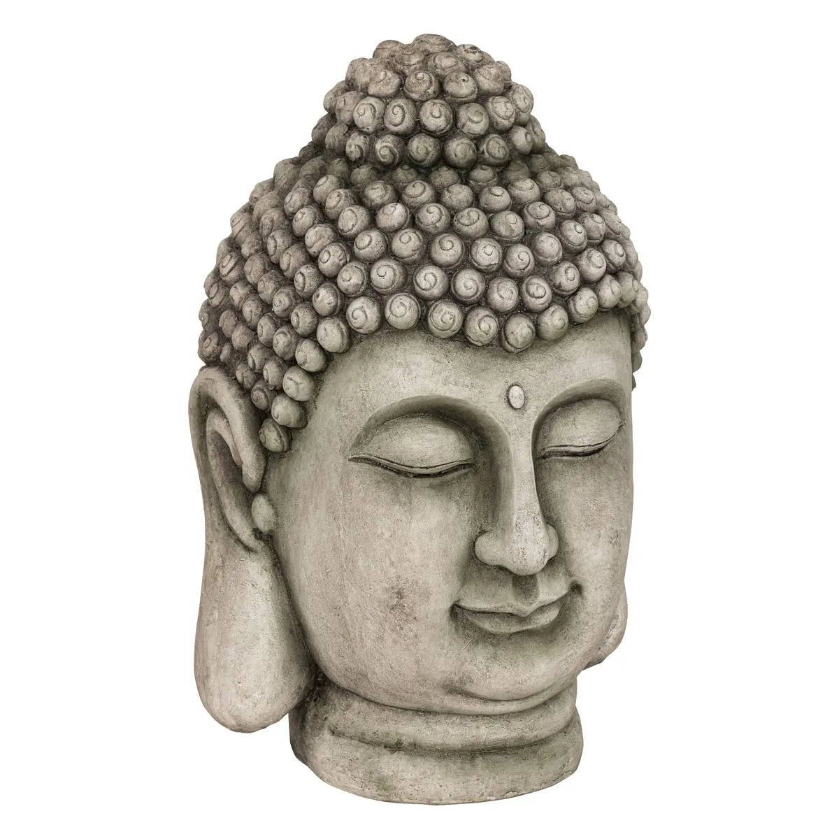 Statuie decorativă Atmosphera Cap de Buddha, Magneziu, Gri, 60 cm
