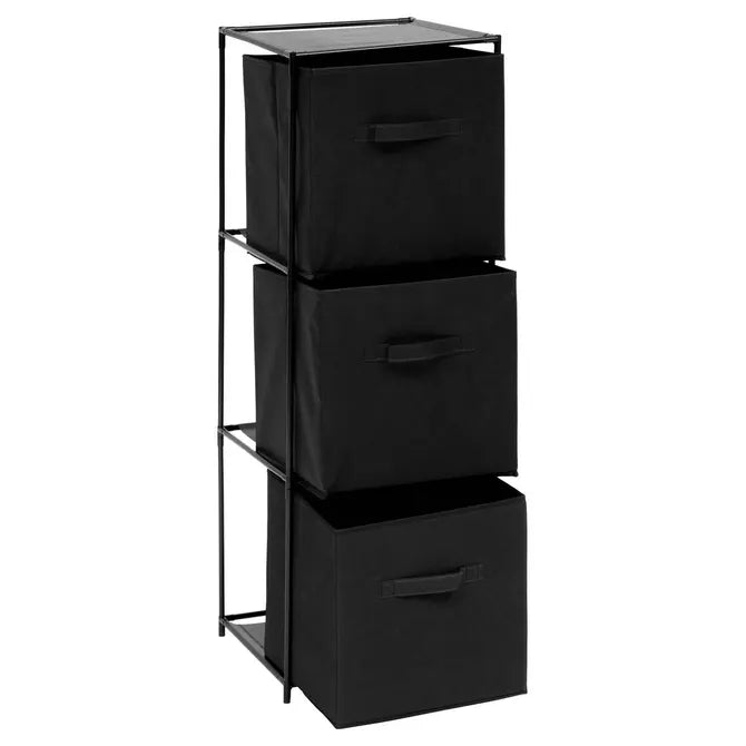 Рафт 5five Mix'n Modul, 3 отделения и 3 кутии за съхранение, 34 x 34 x 99 cm, Черен