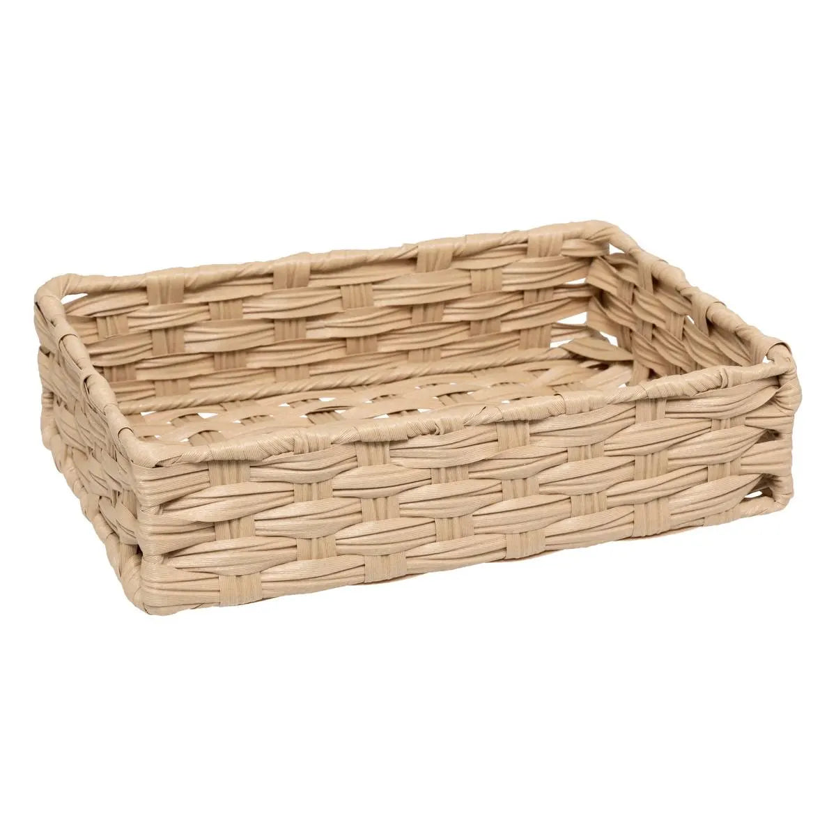 Set de 3 coșuri de depozitare 5five Tresse, PE, Joase, Bej