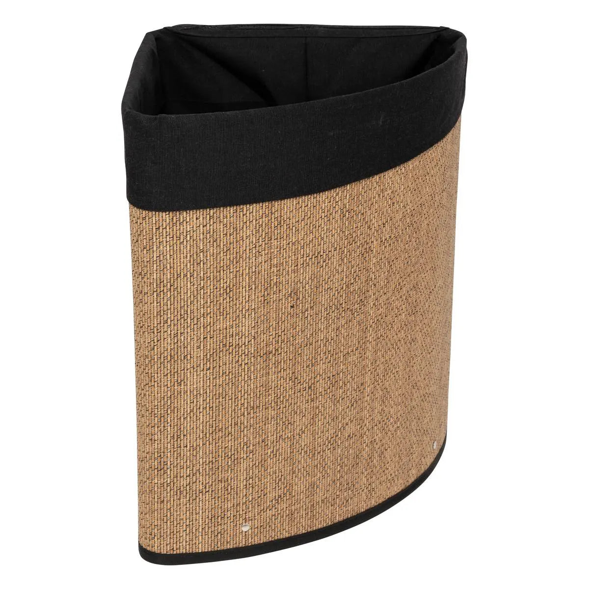 Coș de rufe 5five, colțar, bambus și material textil negru, 48 l