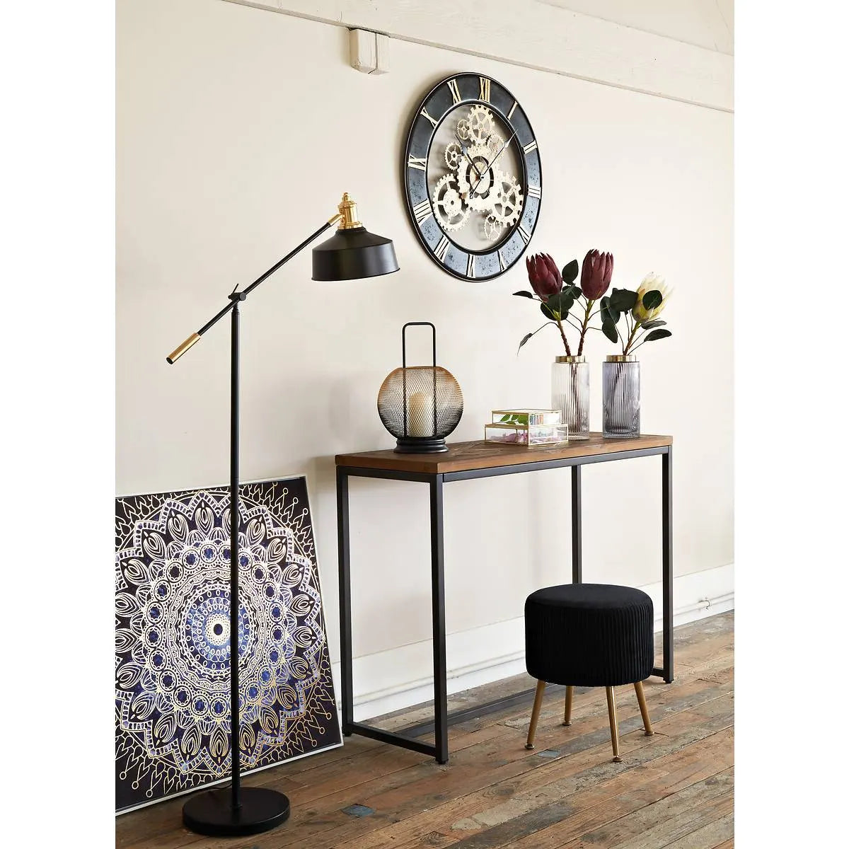 Lampion Atmosphere Flower Factory, Metal, Negru, 155 cm