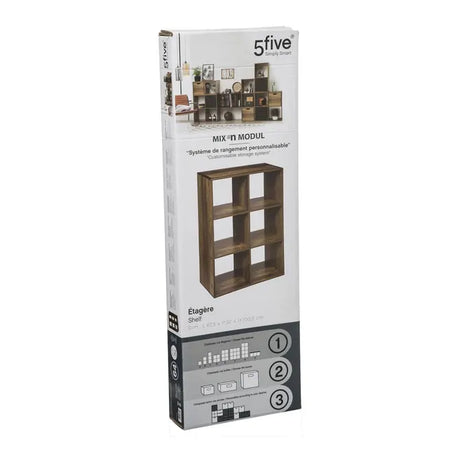 Рафт 5five Mix'n Modul Industrial, 6 отделения, Дърво