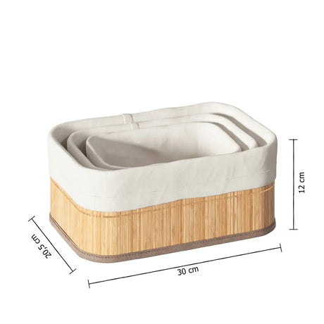 Set de 3 coșuri de depozitare 5five, Bambus, Natural