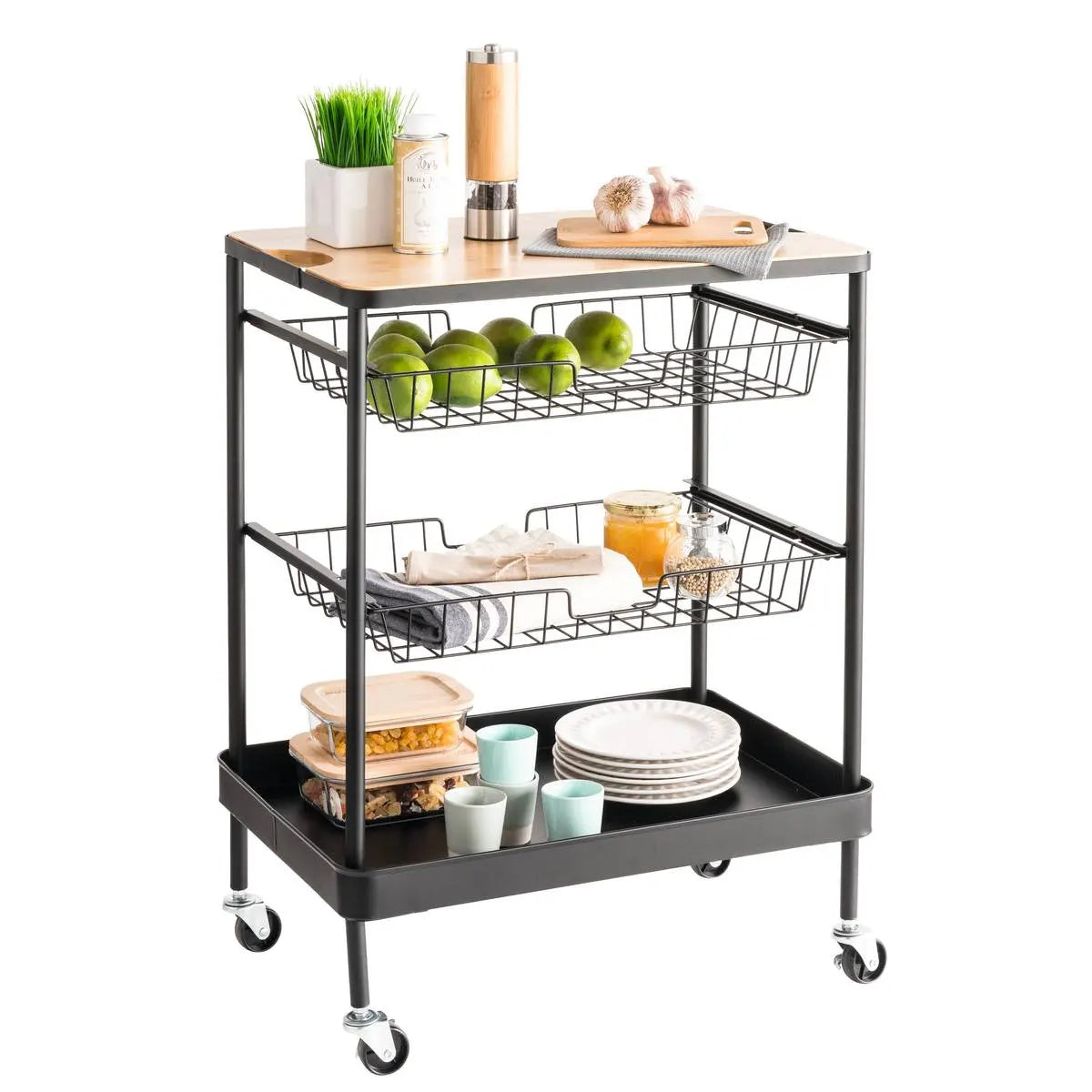 Cărucior de bucătărie 5five, Mediu, Metal, Cu partea superioară detașabilă