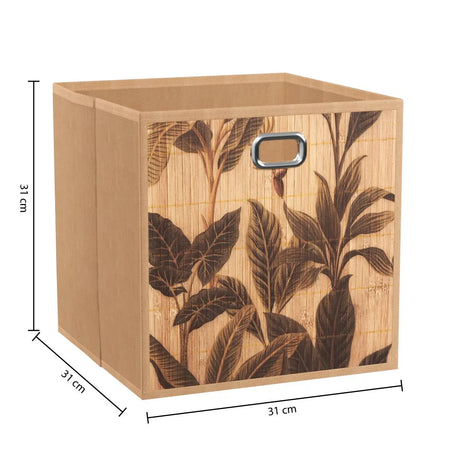 Coș de depozitare 5five, Bambus, Imprimeu, 31x31 cm