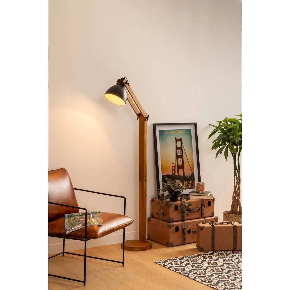 Lampion Atmosphera Cuba, Lemn, Negru, 158 cm