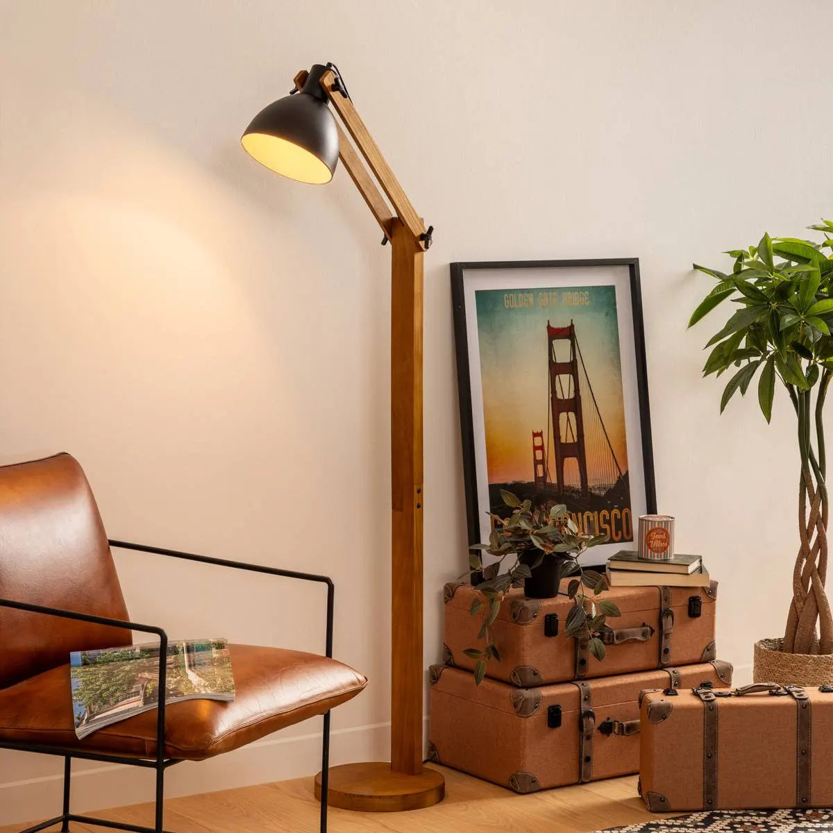 Lampion Atmosphera Cuba, Lemn, Negru, 158 cm