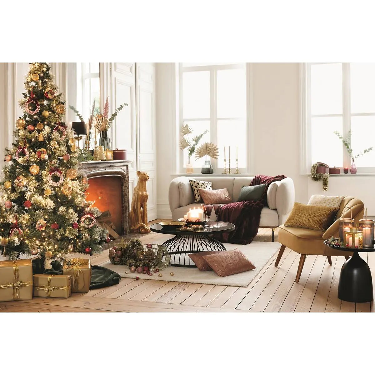 Figură decorativă Leopard cu atmosferă, Rășină, 90 cm