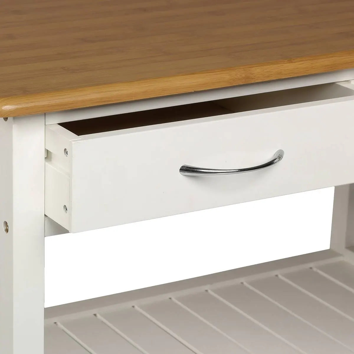 Cărucior de bucătărie 5five, Mare, Lemn alb și bambus, Cu efect