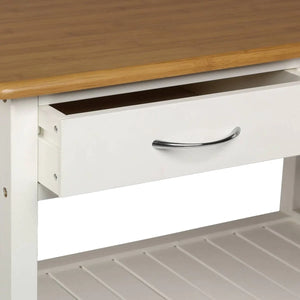 Cărucior de bucătărie 5five, Mare, Lemn alb și bambus, Cu efect