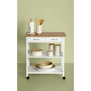 Cărucior de bucătărie 5five, Mare, Lemn alb și bambus, Cu efect