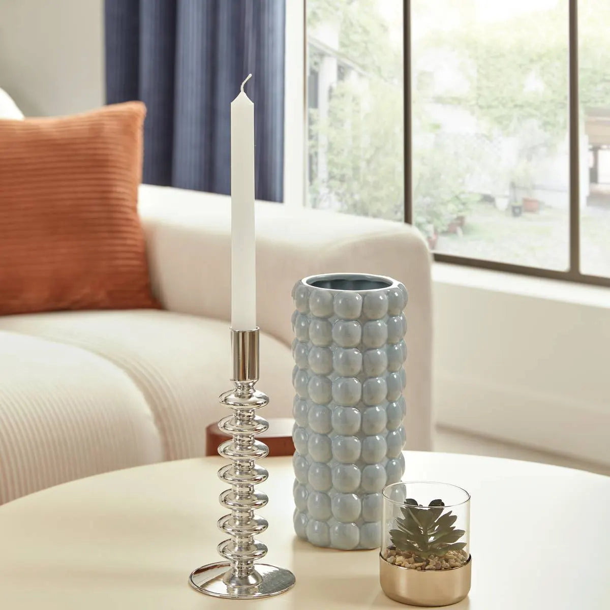 Sfeșnic Atmosphera Sky, Sticlă, Argintiu, 21,5 cm