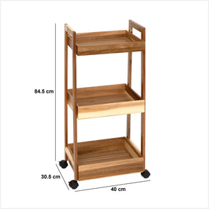 Cărucior de bucătărie 5five, Acacia, 3 niveluri, 40x31x85 cm