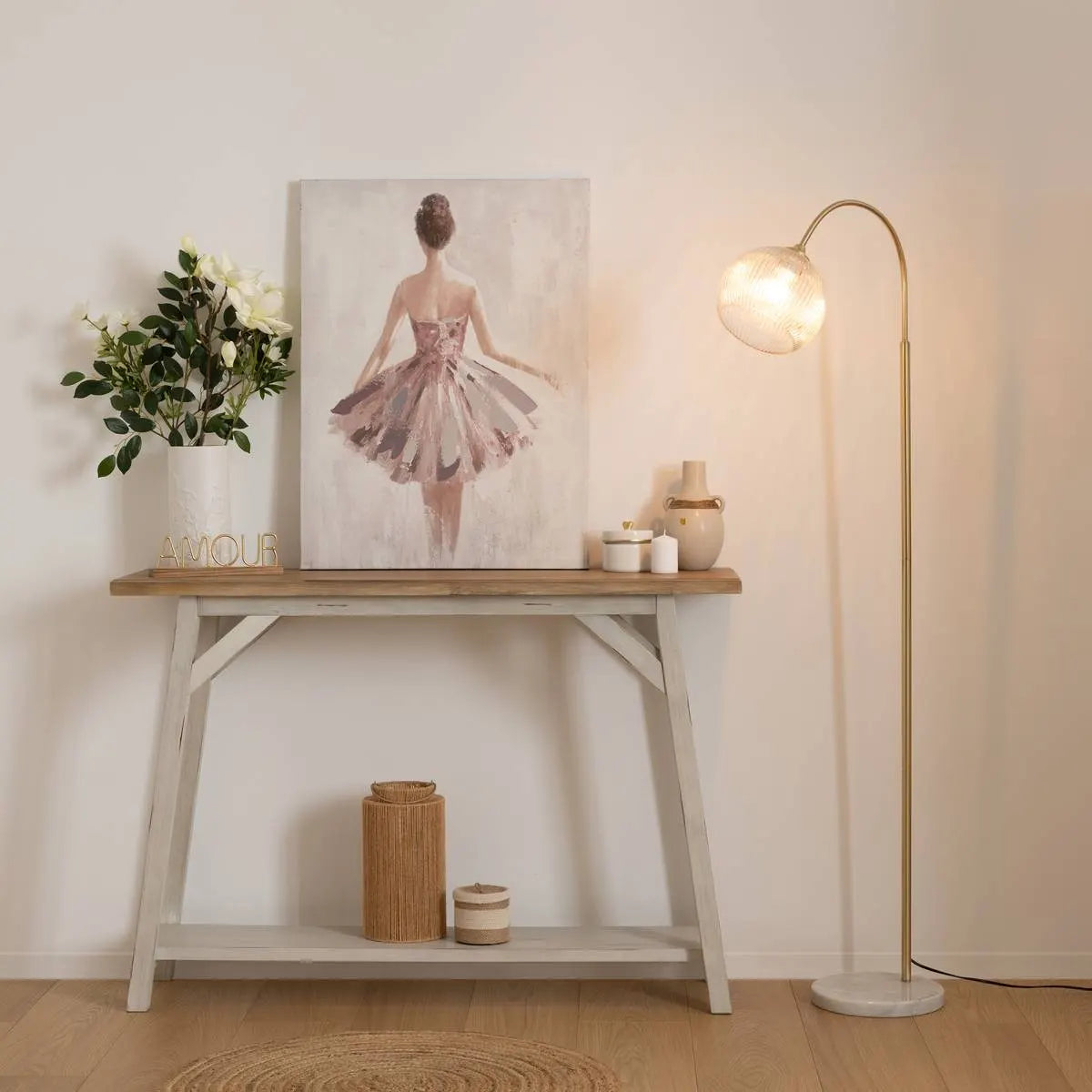 Lampă Atmosphere Laye, Metal și Marmură, Aurie, 150 cm