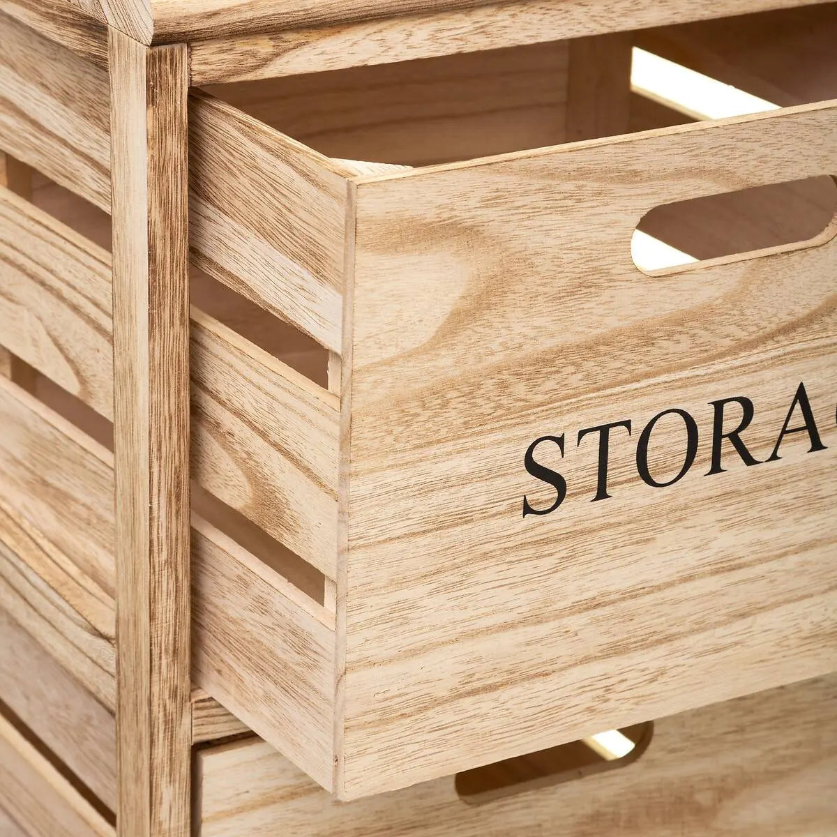 Cărucior de bucătărie 5five Cagette, lemn, cu 3 sertare