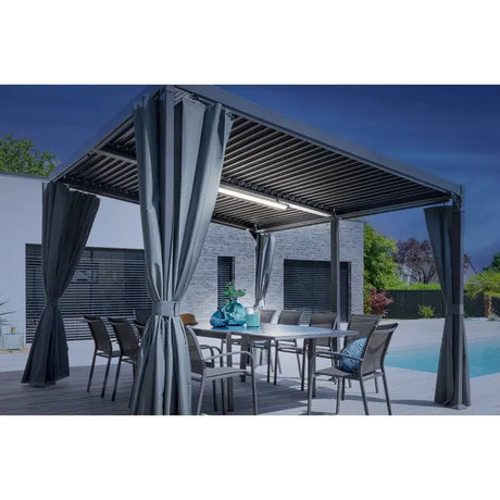 Комплект завеси за беседка Hesperide Avila, Цвят Шисти, 4x3 m, 6 броя